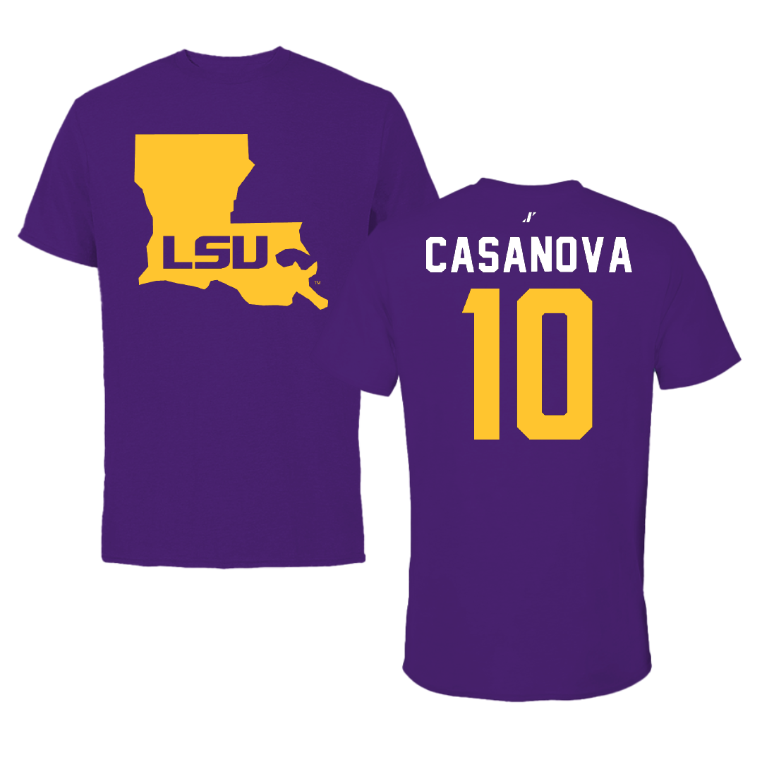 Louisiana State University Softball Purple State Performance Tee - #10 Emilee Casanova