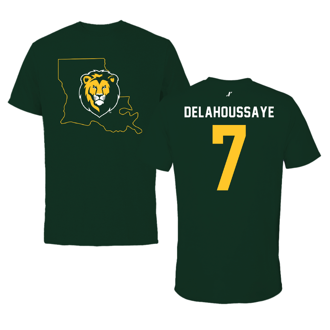 Southeastern Louisiana University Football Forest Green State Tee - #7 Blayne Delahoussaye