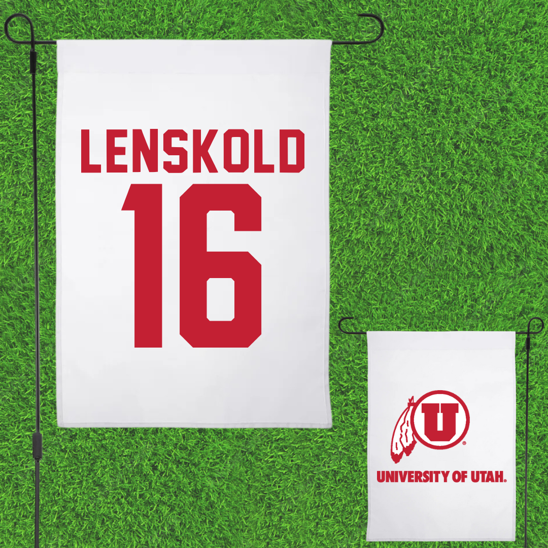 University of Utah Lacrosse White Garden Flag - #16 Colin Lenskold