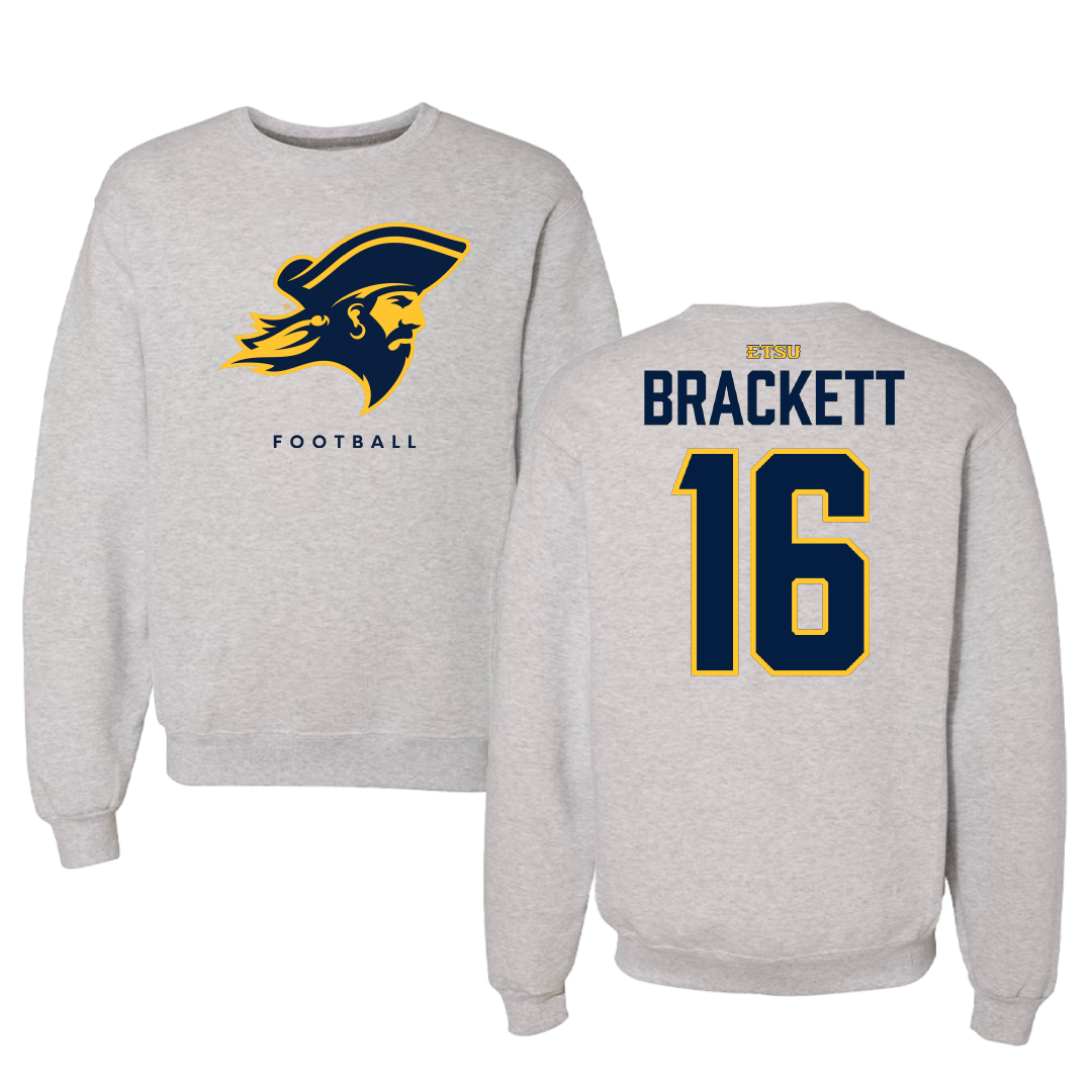 East Tennessee State University Football Gray Crewneck - #16 Nate Brackett