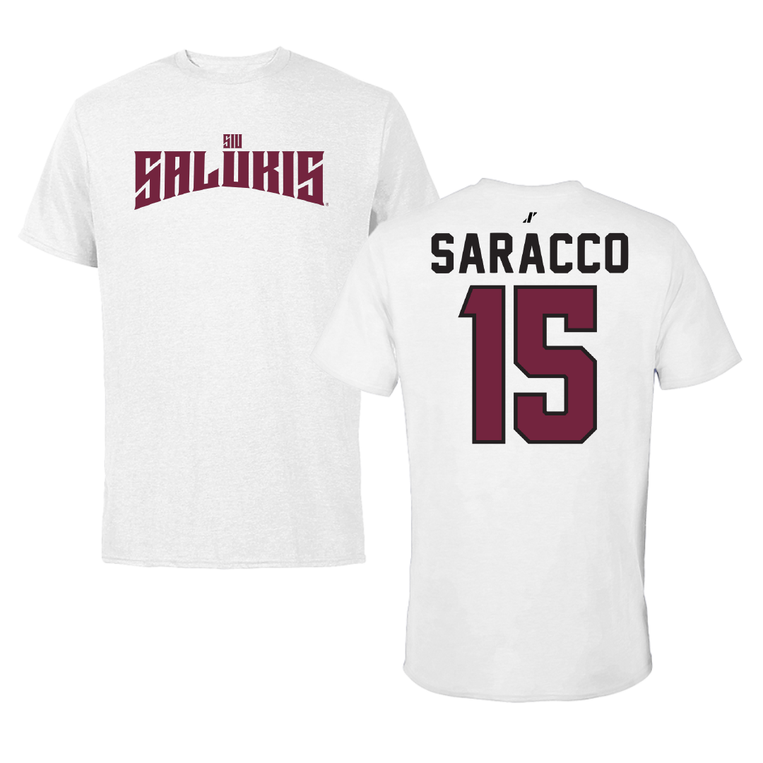 Southern Illinois University at Carbondale Basketball White Classic Tee - #15 Madisyn Saracco