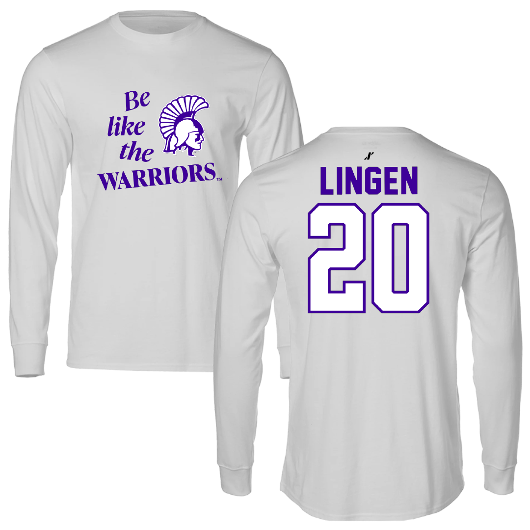 Winona State University Baseball Light Gray Be Like Us Performance Long Sleeve - #20 Drew Lingen