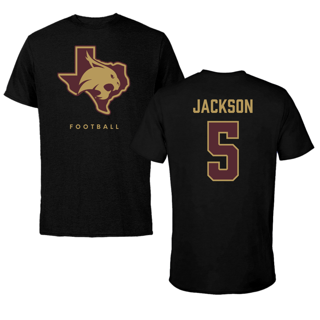 Texas State University Football Black Performance Tee - #5 Darius Jackson
