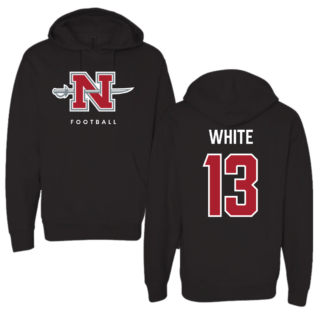 Nicholls State University Football Black Hoodie - #13 Kylin White