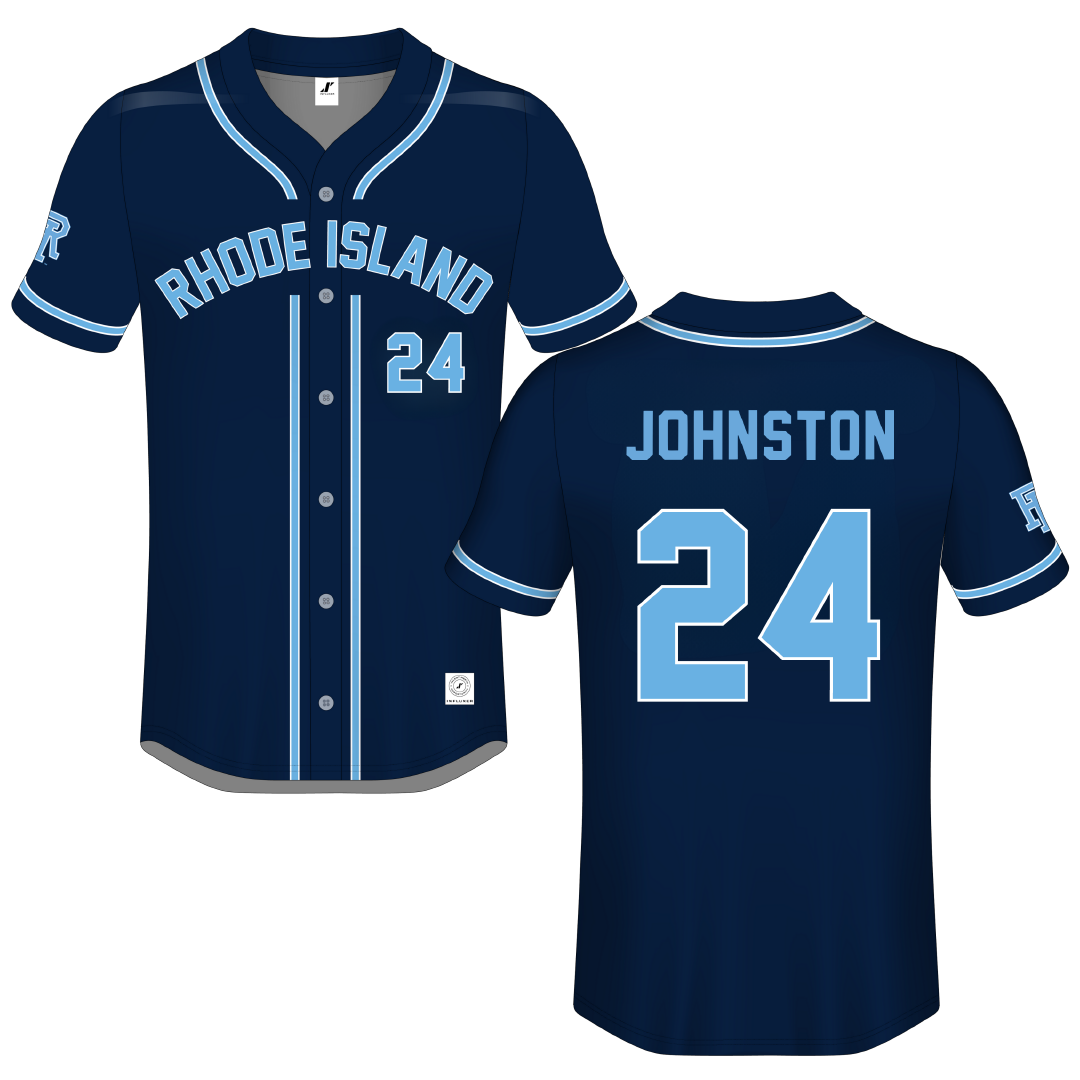 University of Rhode Island Navy Button-Down Jersey - #24 Connor Johnston