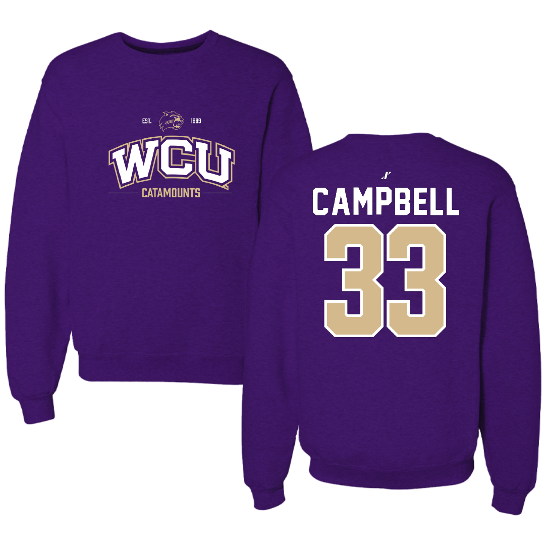Western Carolina University Football Purple General Crewneck - #33 Lee Campbell
