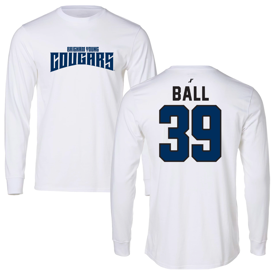 Brigham Young University Baseball White Classic Performance Long Sleeve - #39 Nicholas Ball