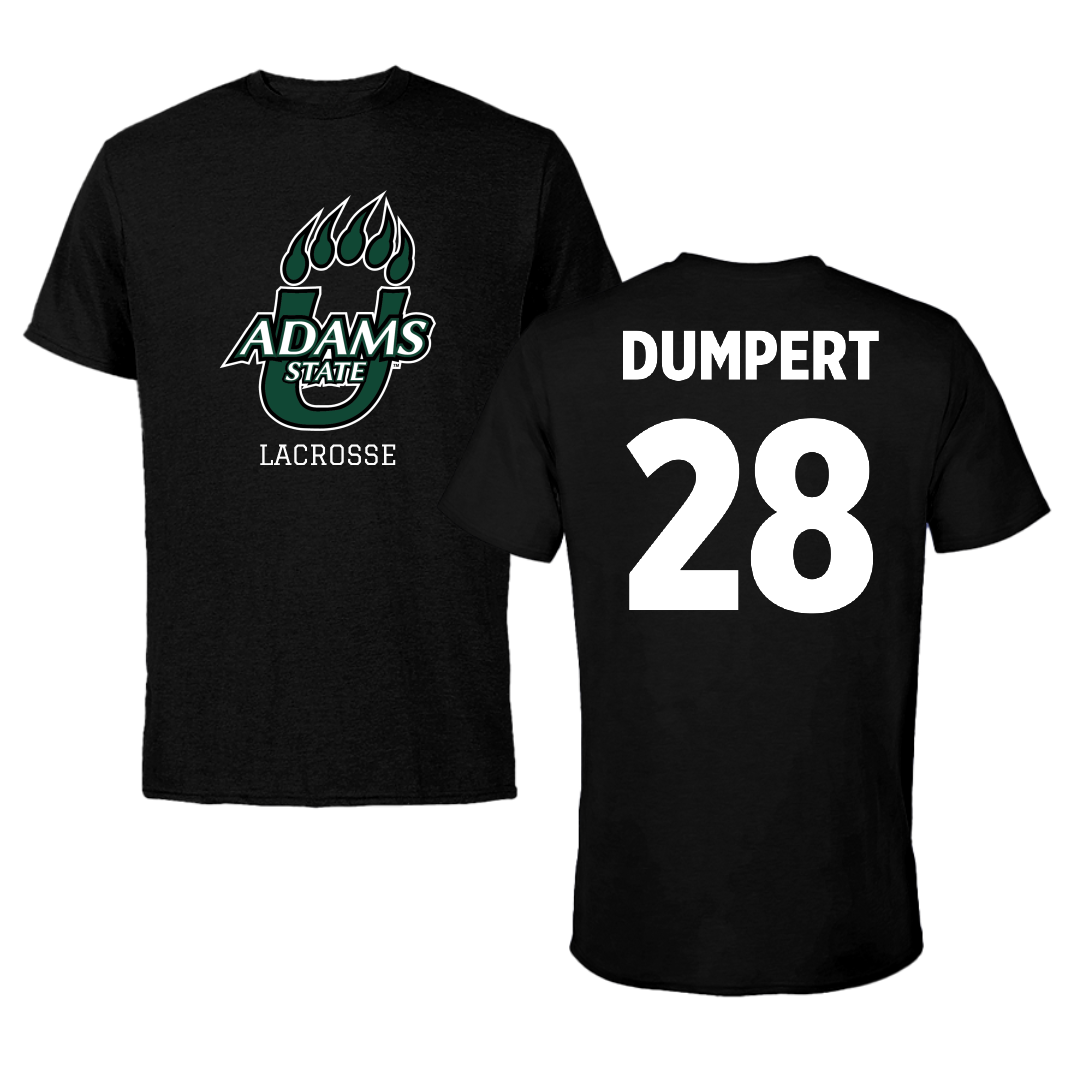 Adams State University Lacrosse Black State Tee - #28 Devon Dumpert