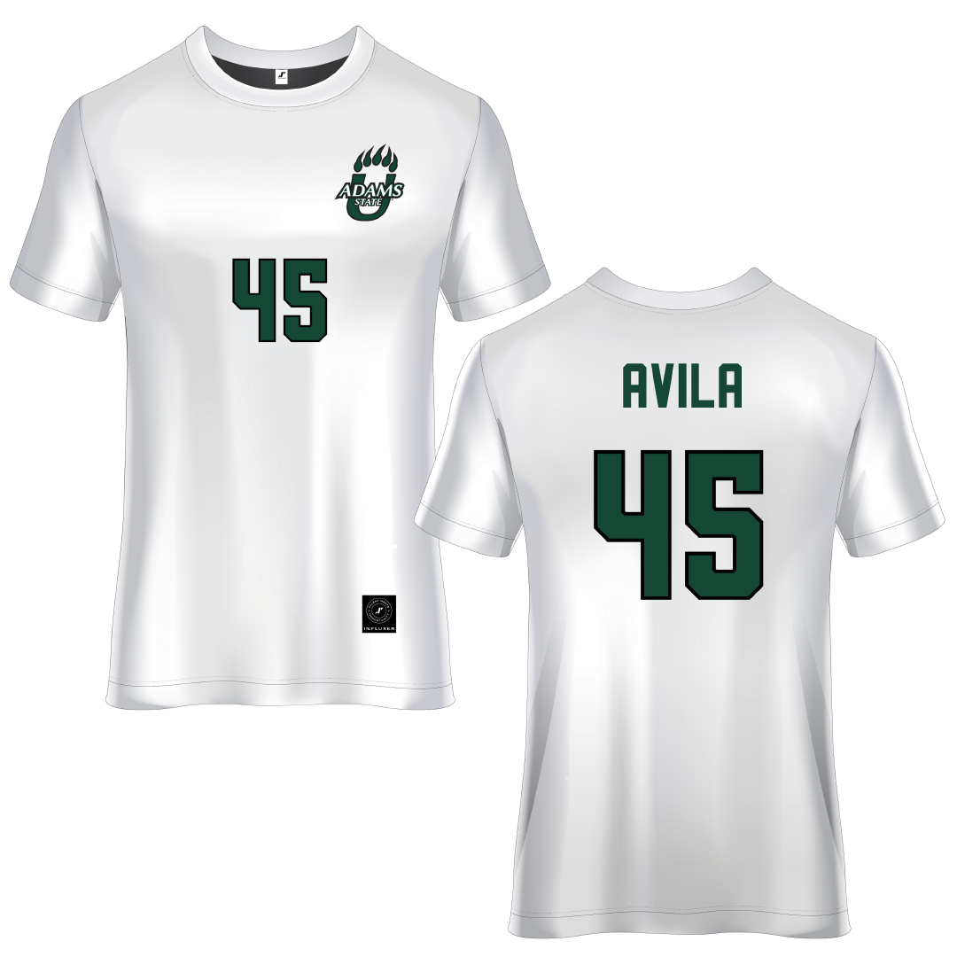 Adams State University White Soccer Jersey - #45 Caleb Avila
