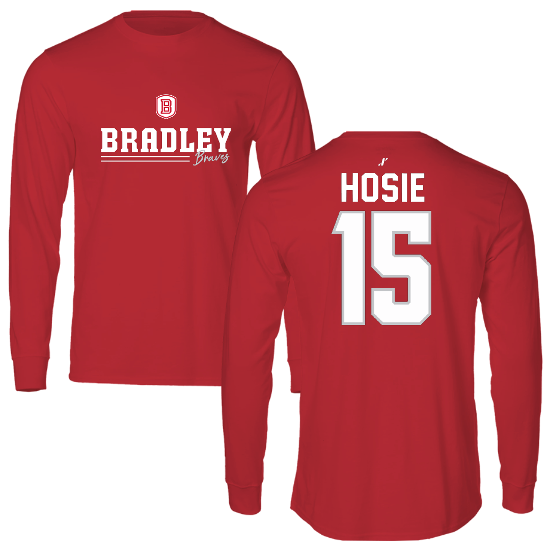 Bradley University Baseball Red General Performance Long Sleeve - #15 Nick Hosie