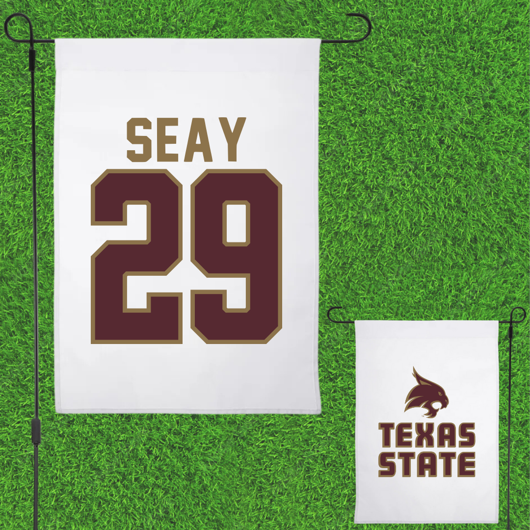 Texas State University Baseball White Garden Flag - #29 Taylor Seay