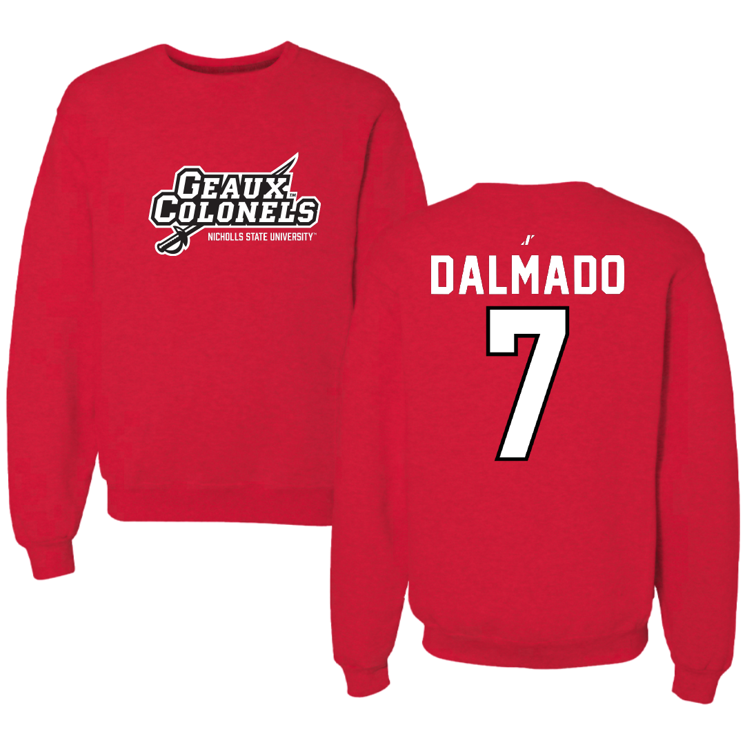 Nicholls State University Football Red General Crewneck - #7 Jake Dalmado
