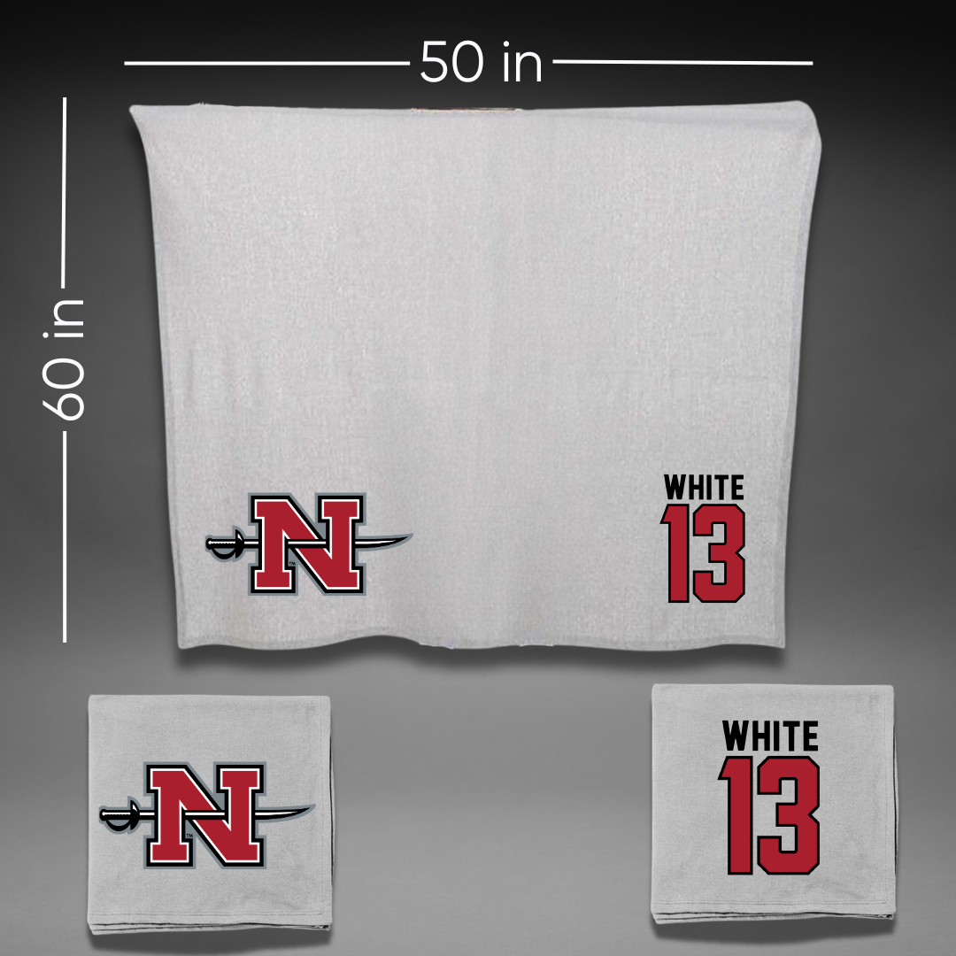 Nicholls State University Football Gray Blanket - #13 Kylin White