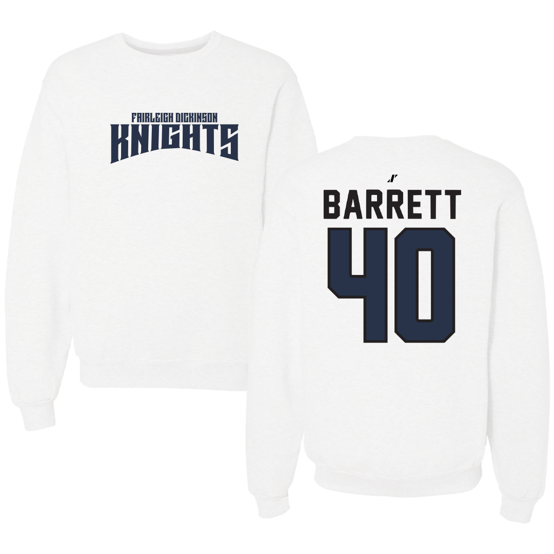 Fairleigh Dickinson University-Metropolitan Campus Baseball White Classic Crewneck - #40 Ian Barrett