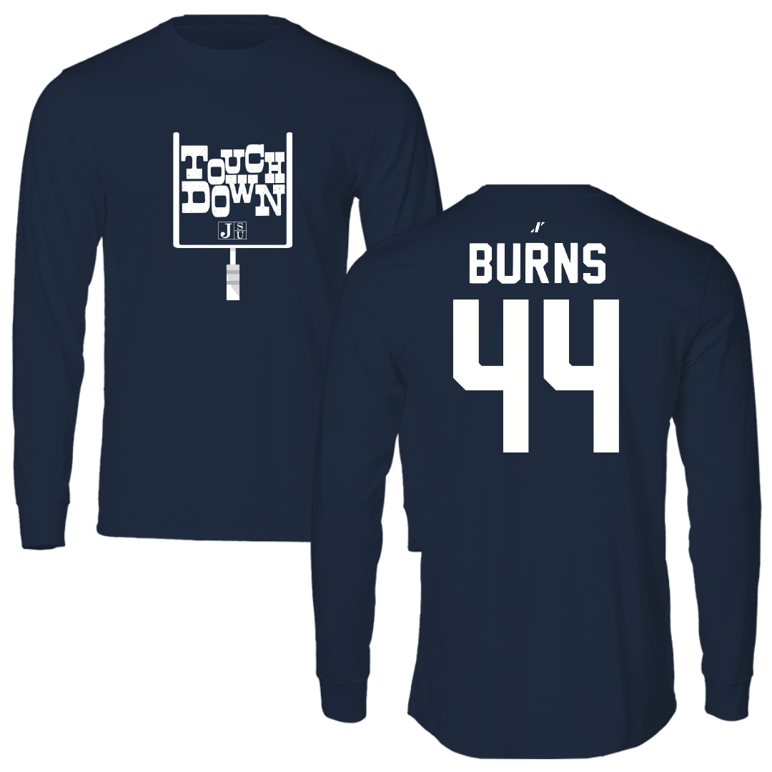 Jackson State University Football Navy Touchdown Performance Long Sleeve - #44 Hunter Burns
