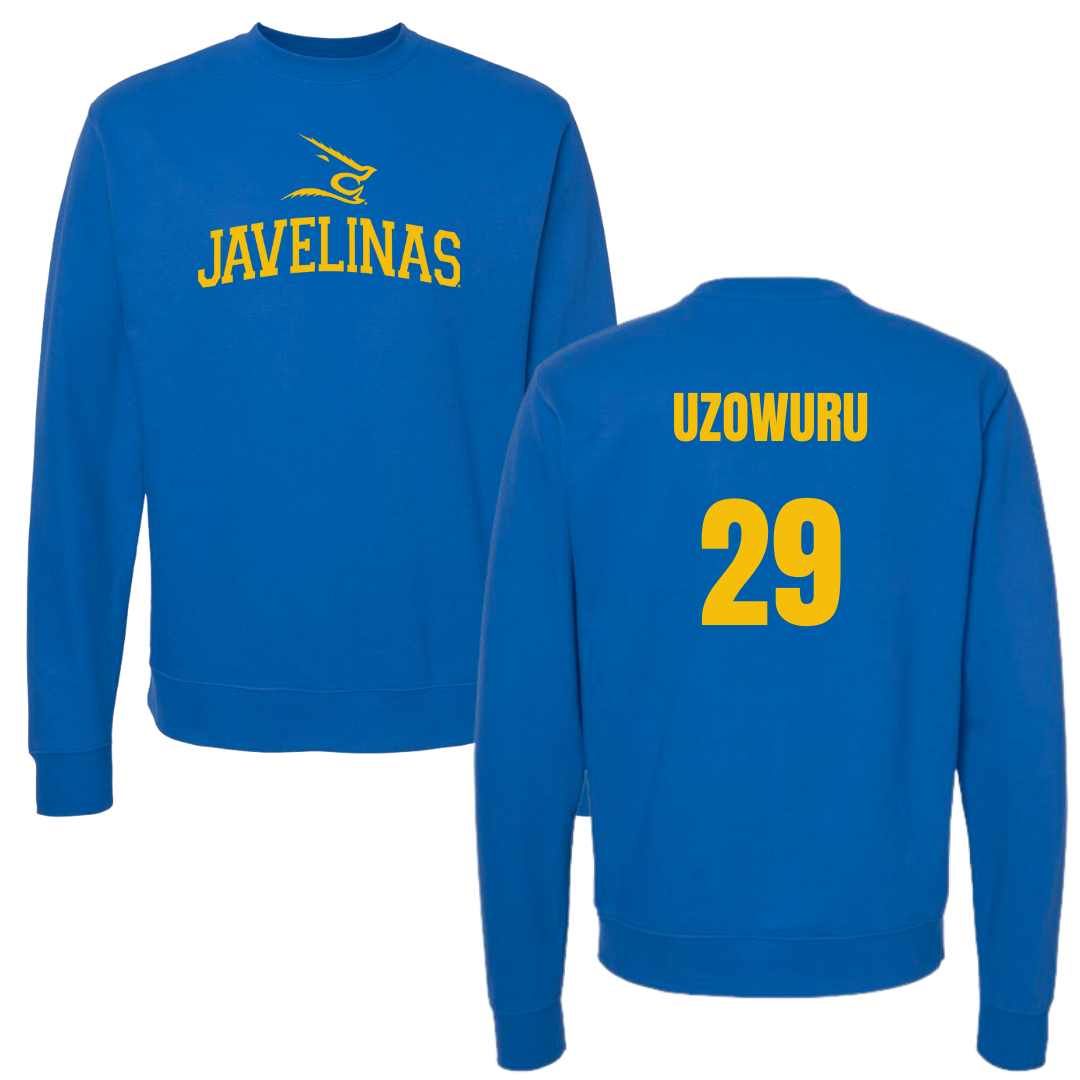 Texas A&M University-Kingsville Football Blue Crewneck - #29 Bryan Uzowuru