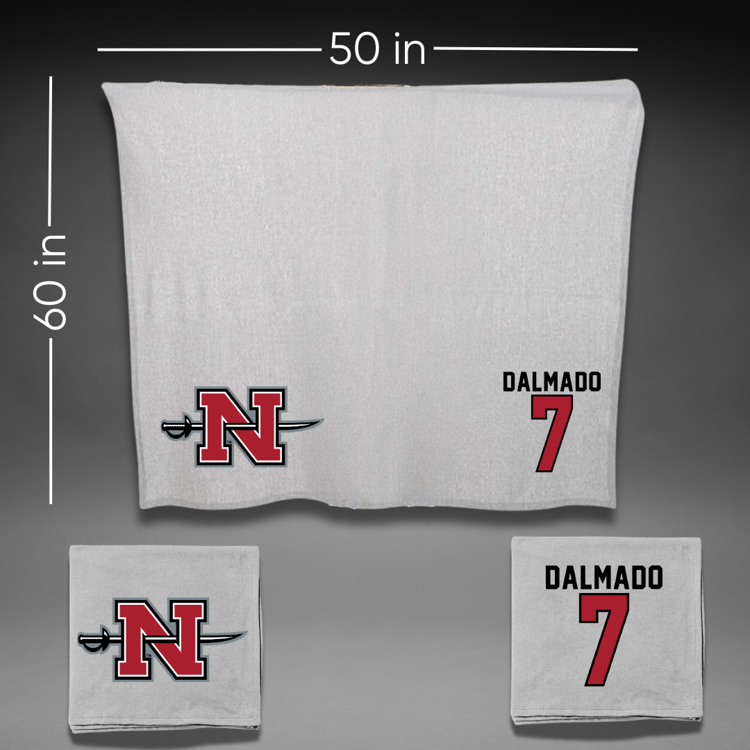 Nicholls State University Football Gray Blanket - #7 Jake Dalmado