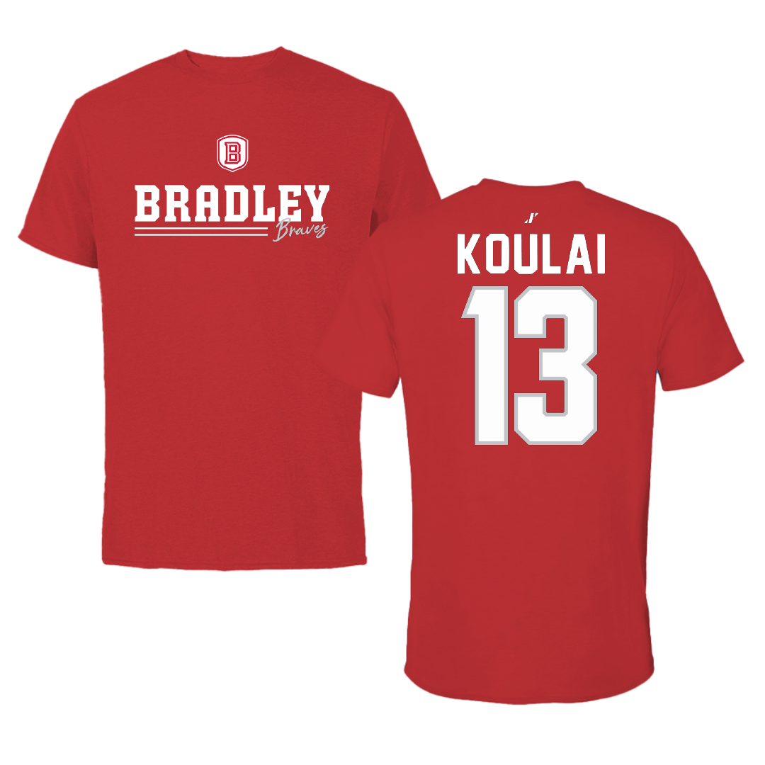 Bradley University Soccer Red General Performance Tee - #13 Dj Koulai