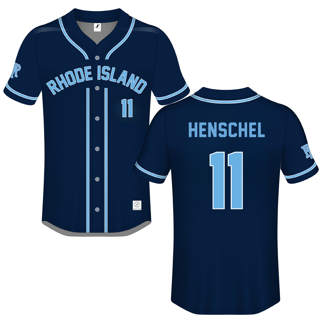 University of Rhode Island Navy Button-Down Jersey - #11 Ryan Henschel