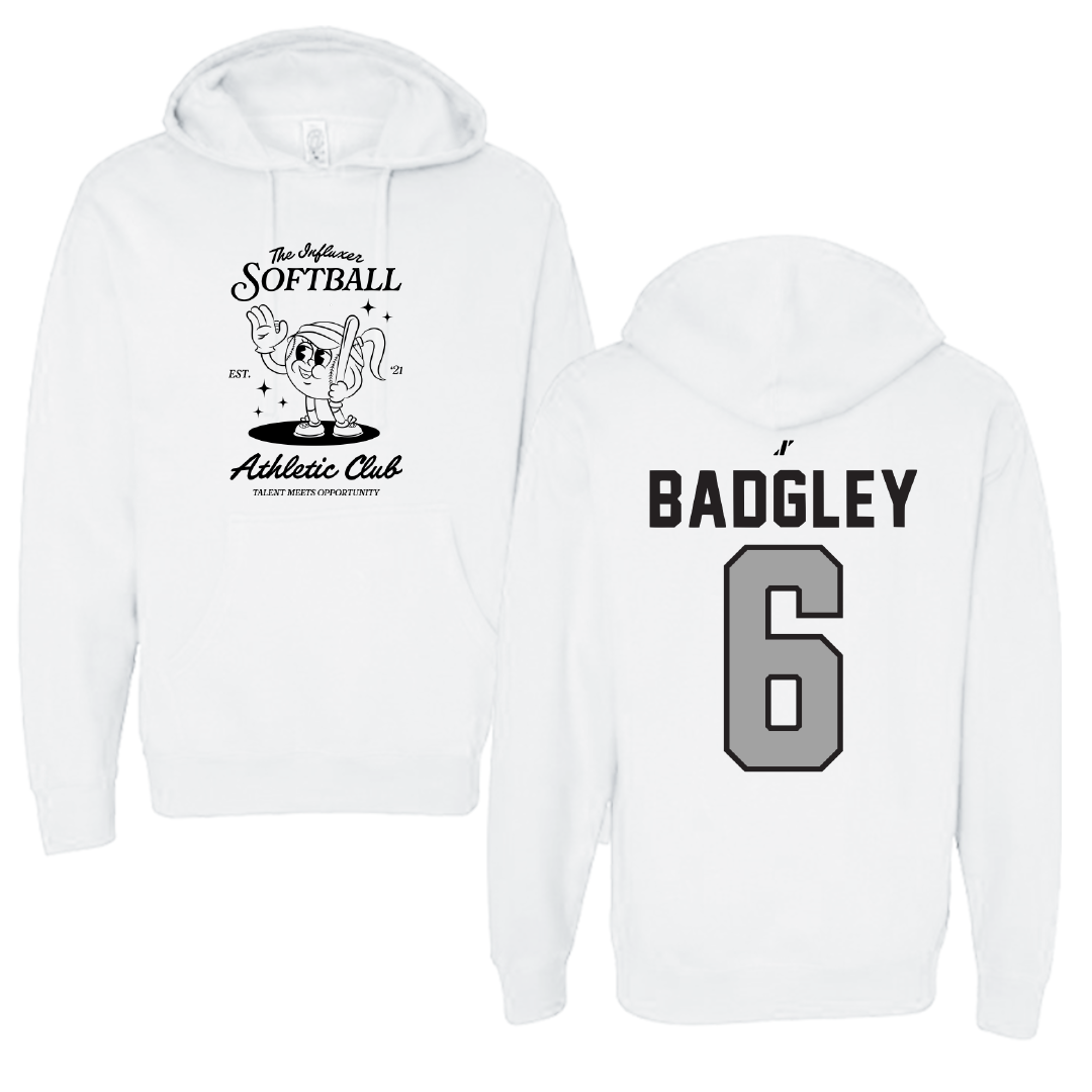 Softball White Influxer Athletic Club Hoodie - #6 Abbott Badgley