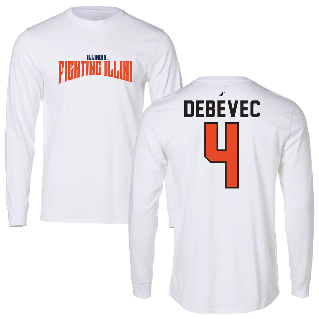 University of Illinois Softball White Classic Performance Long Sleeve - #4 Gabby Debevec