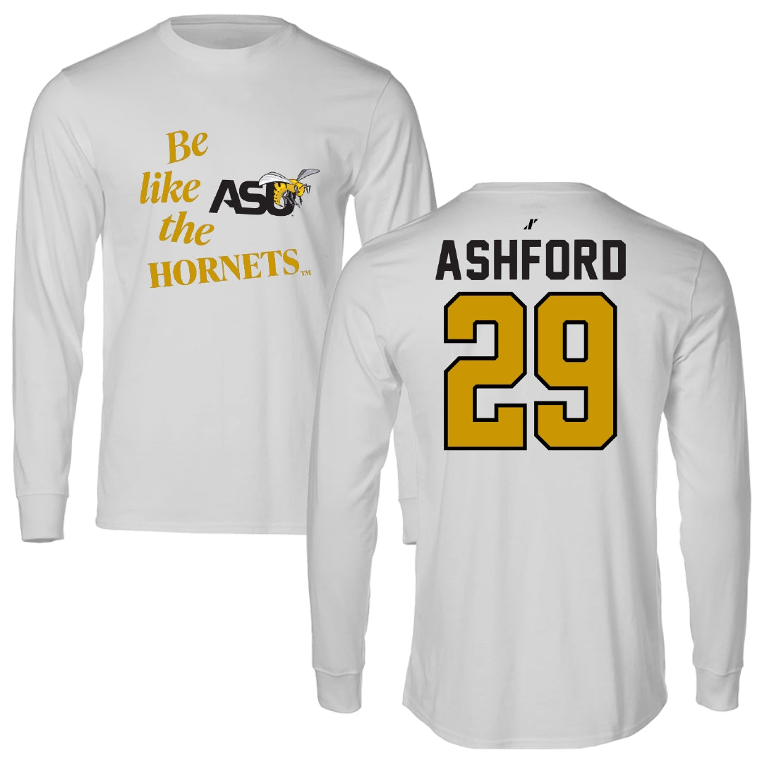 Alabama State University Football Light Gray Be Like Us Performance Long Sleeve - #29 Ashton Ashford