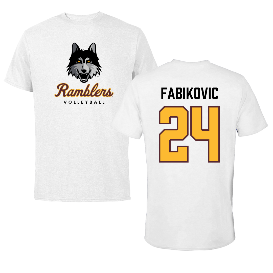 Loyola University-Chicago Volleyball White Ramblers Tee - #24 Daniel Fabikovic