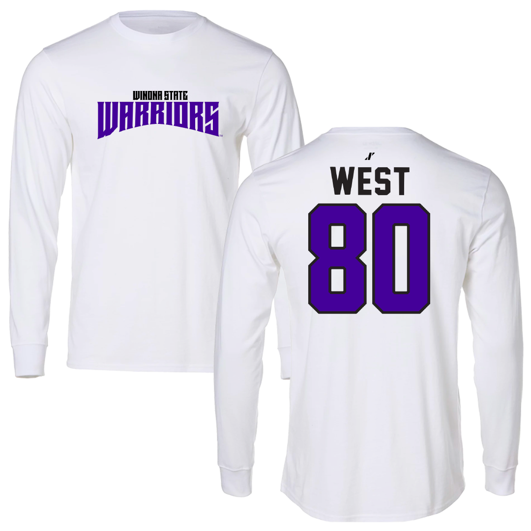 Winona State University Football White Classic Performance Long Sleeve - #80 Jaylen West