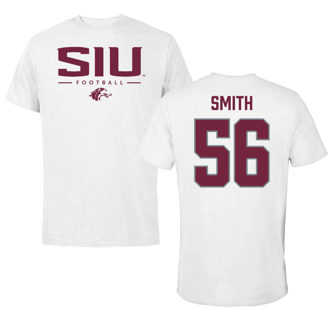 Southern Illinois University at Carbondale Football White Performance Tee - #56 Carmelo Smith