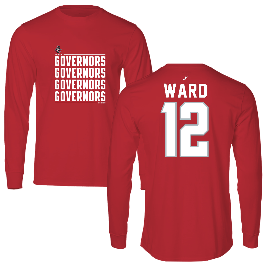 Austin Peay State University Football Red General Performance Long Sleeve - #12 Jaheim Ward