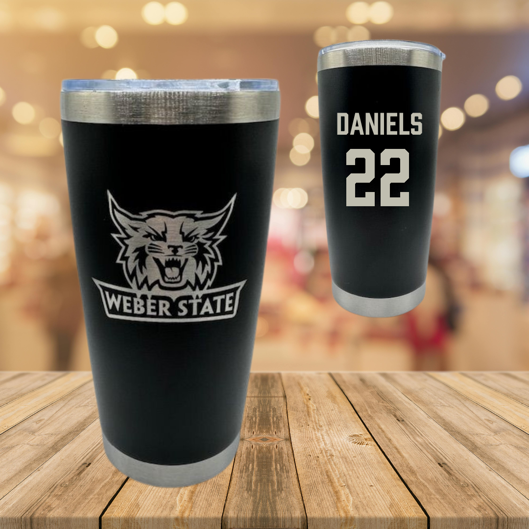 Weber State University Football Black Stainless Steel Tumbler - #22 Ishaan Daniels