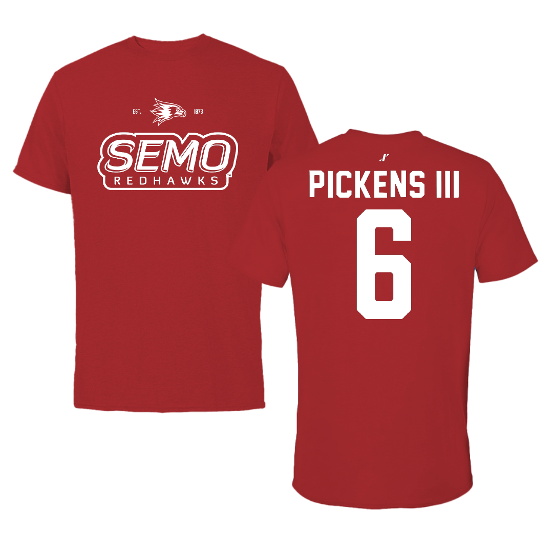 Southeast Missouri State University Football Canvas Red General Tee - #6 Henry Pickens III