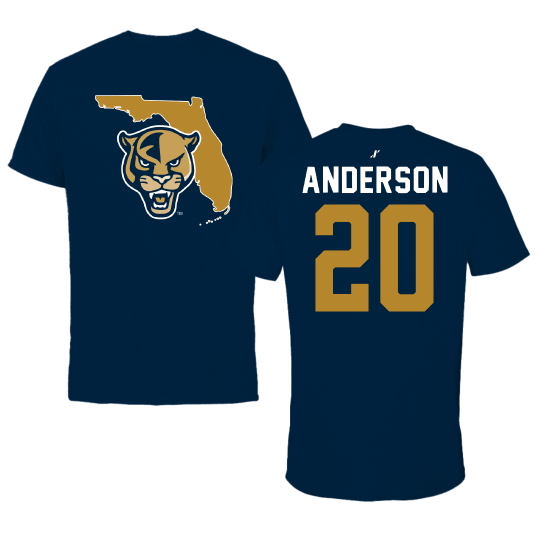 Florida International University Football Navy State Tee - #20 JT Anderson