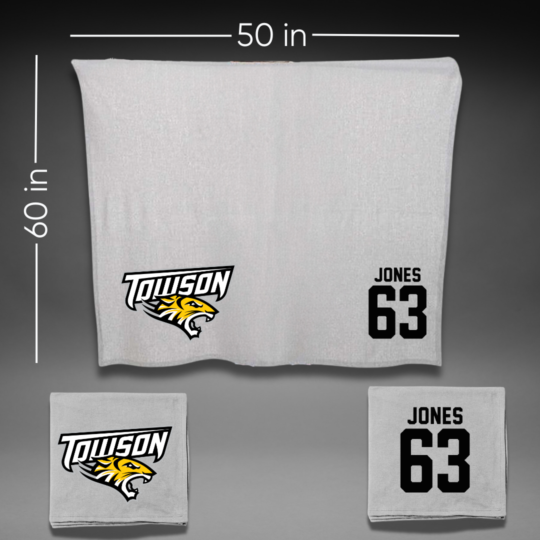Towson University Football Gray Blanket - #63 Dillon Jones