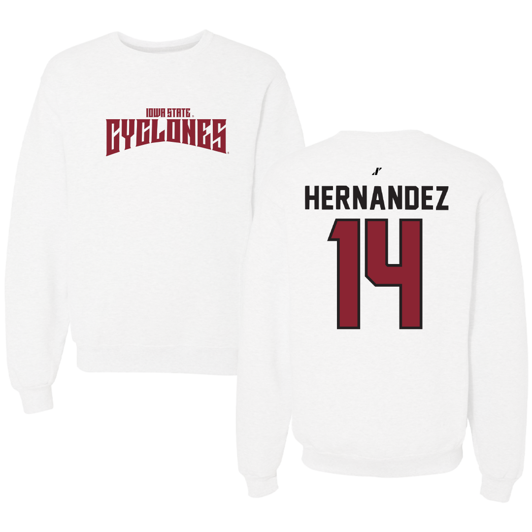 Iowa State University Soccer White Classic Crewneck - #14 Lauren Hernandez