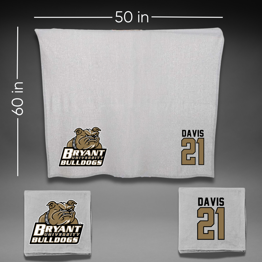 Bryant University Basketball Gray Blanket - #21 Aaron Davis