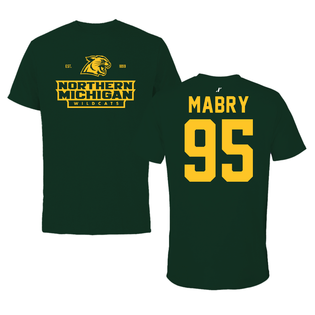 Northern Michigan University Football Forest Green General Tee - #95 Jhermari Mabry
