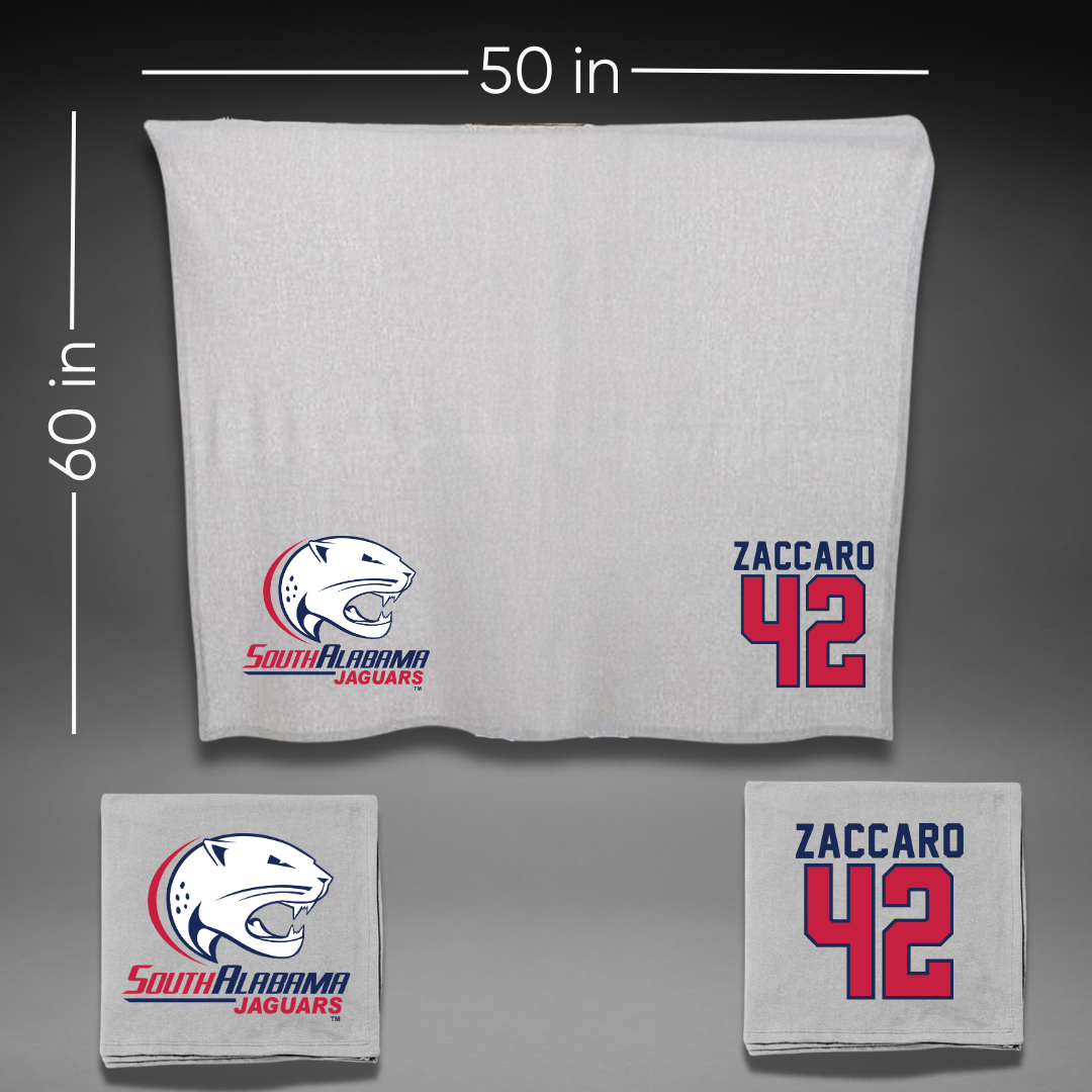 University of South Alabama Football Gray Blanket - #42 Anthony Zaccaro