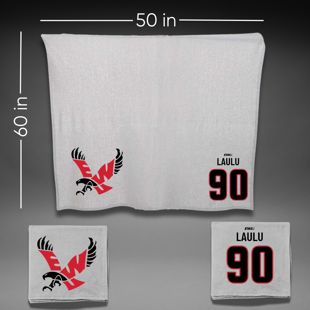 Eastern Washington University Football Gray Blanket - #90 Justis Laulu