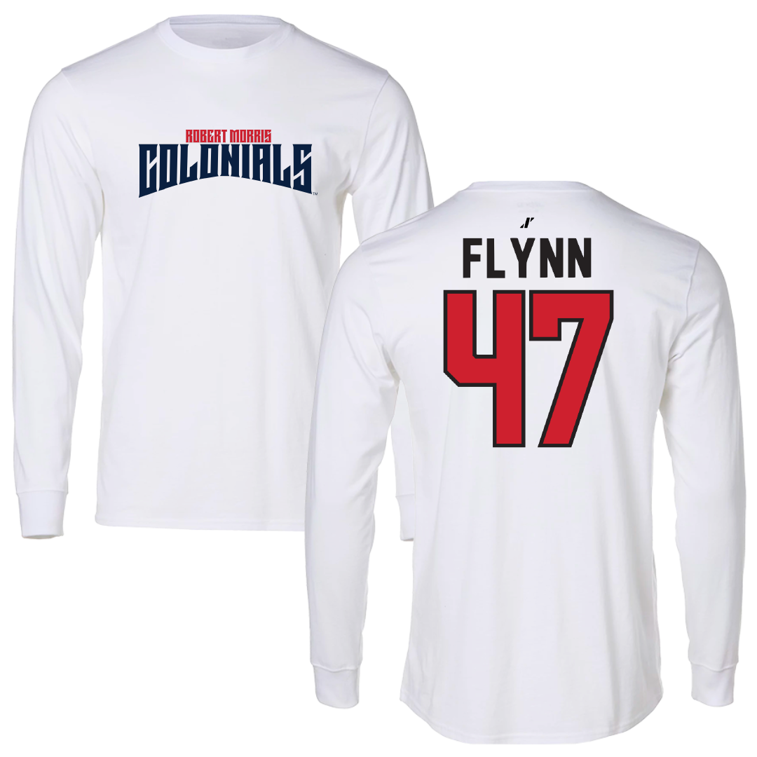 Robert Morris University Football White Classic Long Sleeve - #47 Mack Flynn