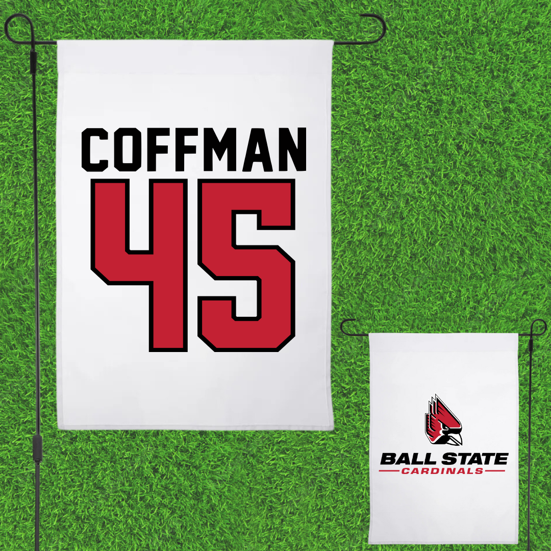 Ball State University Baseball White Garden Flag - #45 Owen Coffman