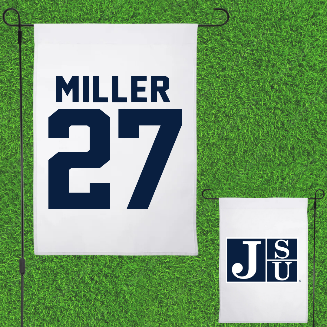 Jackson State University Football White Garden Flag - #27 Ahmad Miller