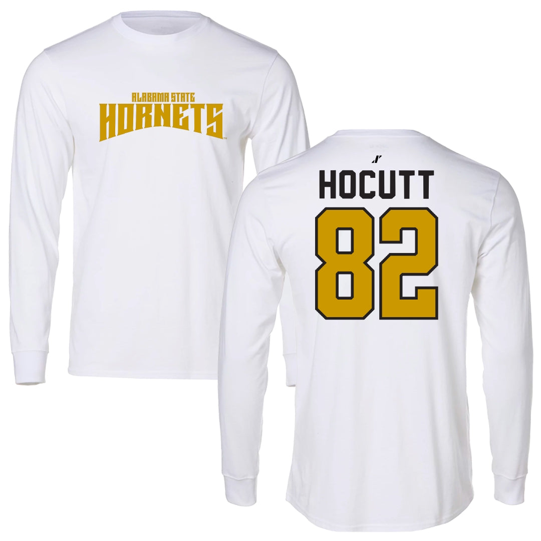 Alabama State University Football White Classic Long Sleeve - #82 Will Hocutt