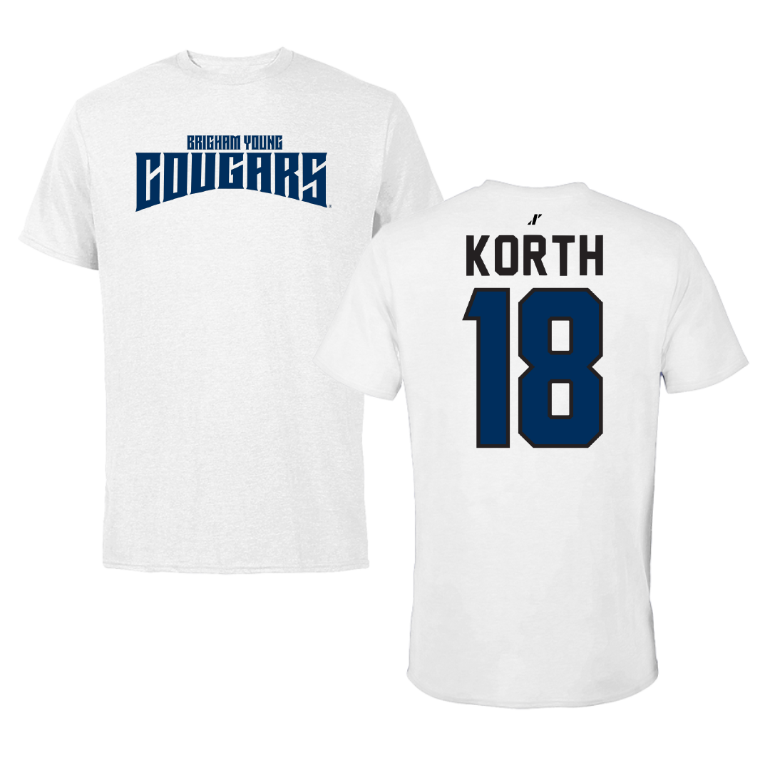 Brigham Young University Softball White Classic Performance Tee - #18 Kaysen Korth