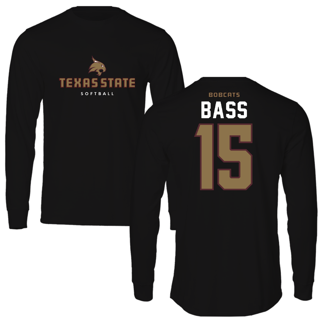 Texas State University Softball Black Performance Long Sleeve - #15 Karmyn Bass
