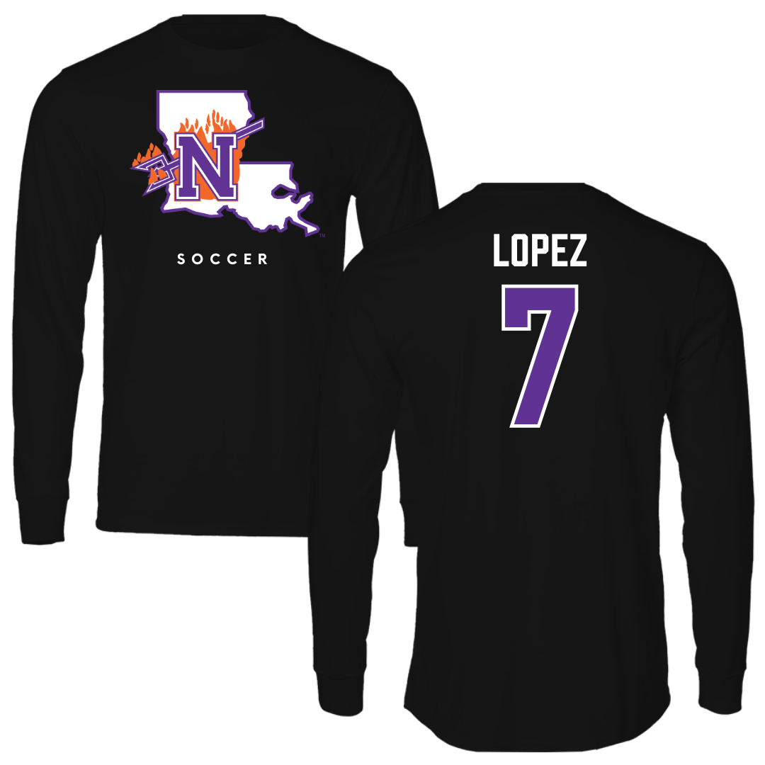 Northwestern State University Soccer Black Block Performance Long Sleeve - #7 Sabrina Lopez