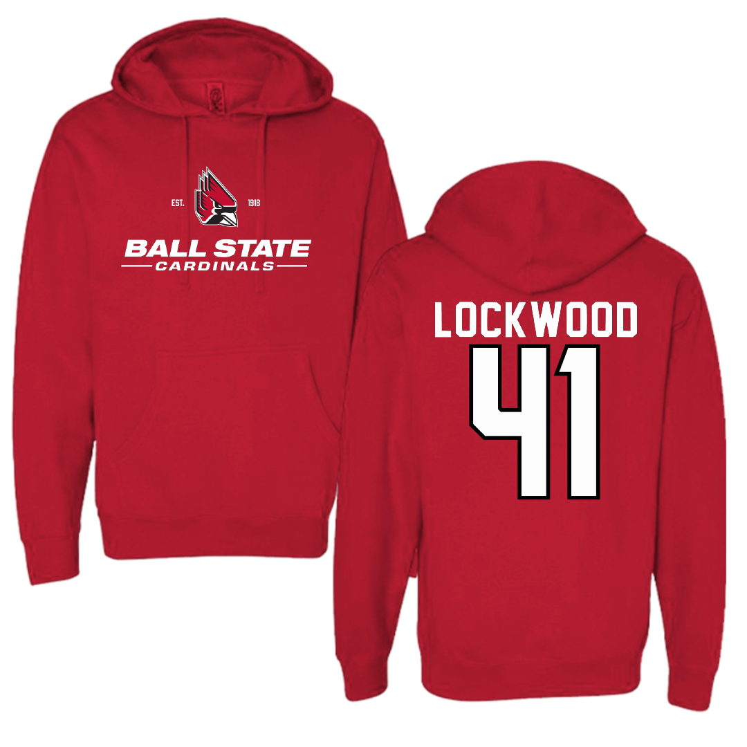 Ball State University Baseball Red General Hoodie - #41 Caden Lockwood