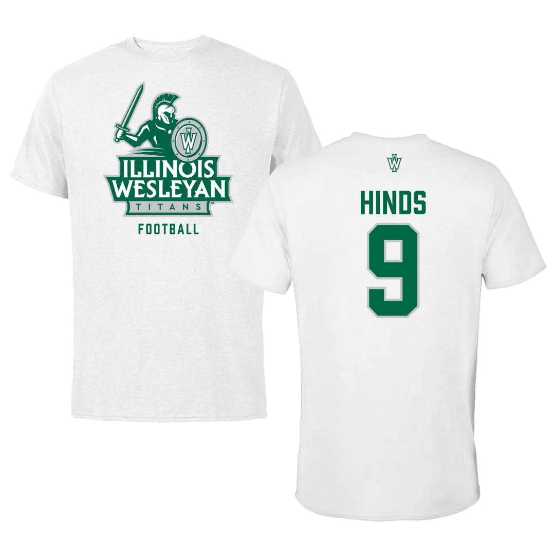 Illinois Wesleyan University Football White Performance Tee - #9 Zach Hinds