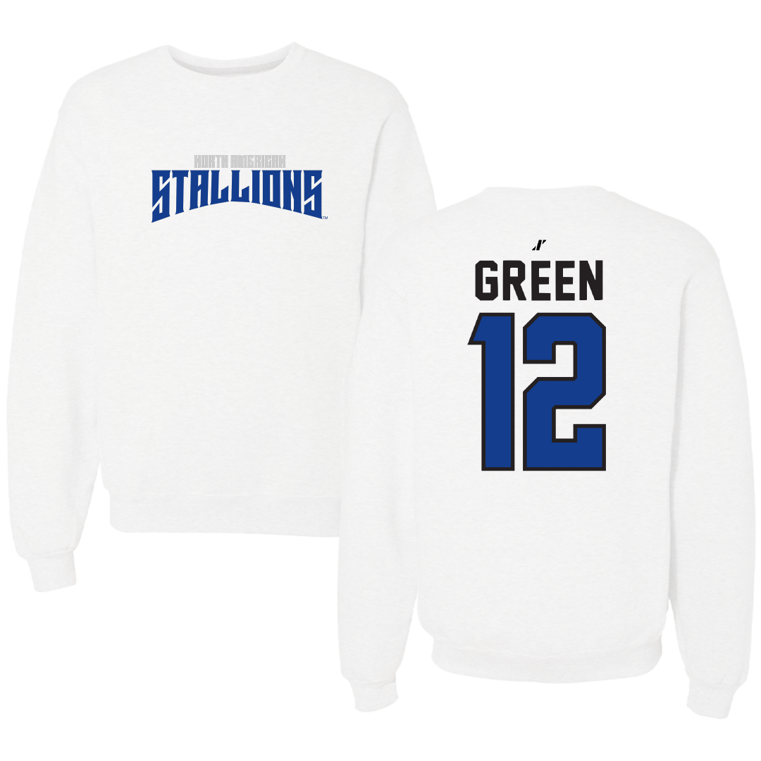 North American University Basketball White Classic Crewneck - #12 Desmond Green
