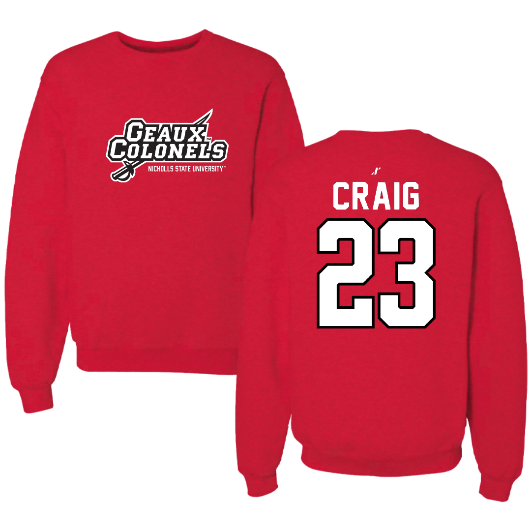 Nicholls State University Basketball Red General Crewneck - #23 Daelyn Craig